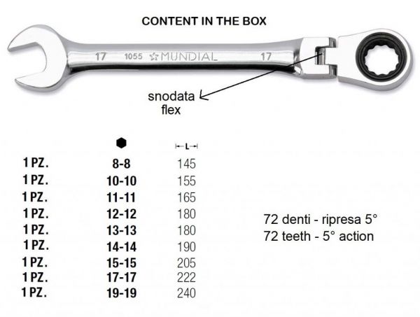 1056.909 SERIE 9 CHIAVI COMBINATE A CRICCHETTO SNODATE - clip in plastica  compatta