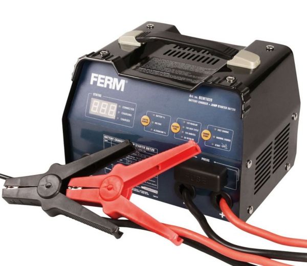 FERM BCM1020 Batterieladegerät/Starthilfe mit Amperemeter 6-12V