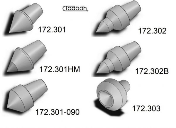 Cuspidi intercambiabili per contropunte rotanti con/senza corsa di  compressione 172.300 - 172.300F