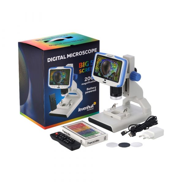 Levenhuk 76826 Microscopio digitale Rainbow DM500 LCD con telecomando,  ingrandimento digitale: 7–200x