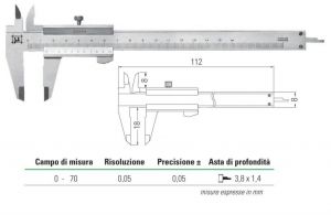 LTF calibro analogico 150 mm con orologio precisione 0,02 mm scala metrica